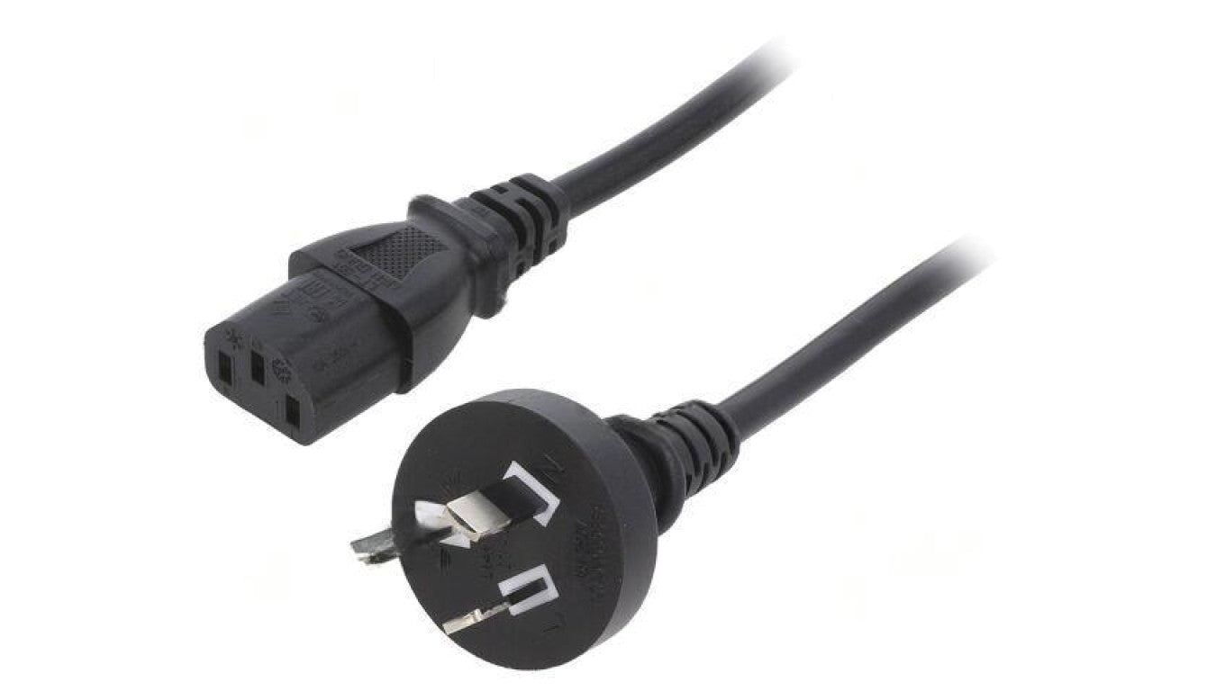 Kabel: 3x0,75mm2, AS/NZS 3112 (I) wtyk,IEC C13 żeński, 1m LT-423+501 H05VV-F 3X0.75 BLK 1M