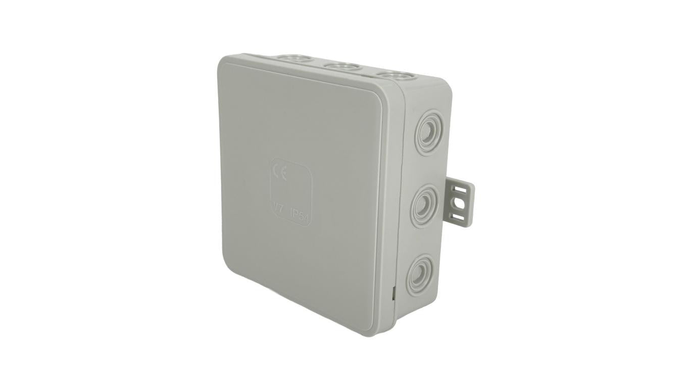 Puszka hermetyczna natynkowa elastyczna 100x100x41mm 12-wlotowa, zamknięcie na klik IP54 szara EDO