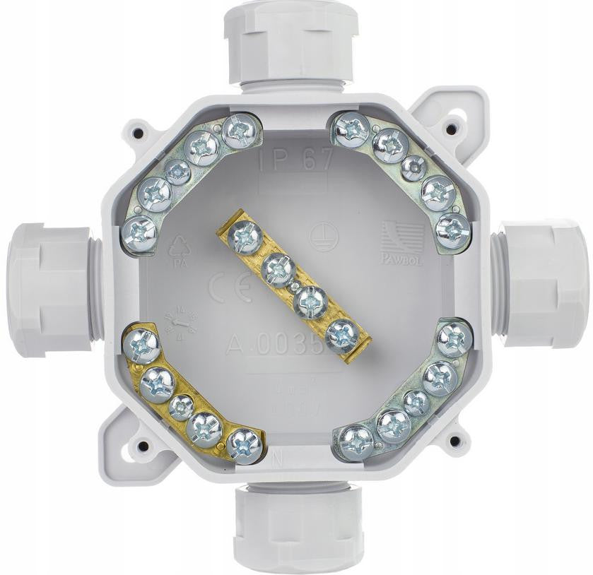 Puszka natynkowa hermetyczna PG16, IP 67 (5x4mm2), kolor szary PAWBOL A.0035