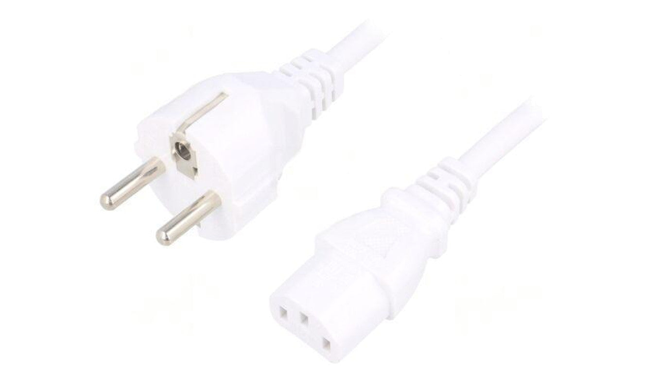 Kabel: 3x1mm2, CEE 7/7 (E/F) wtyk,IEC C13 żeński, 3m LT-312+501 H05VV-F 3X1.0 WHT 3M
