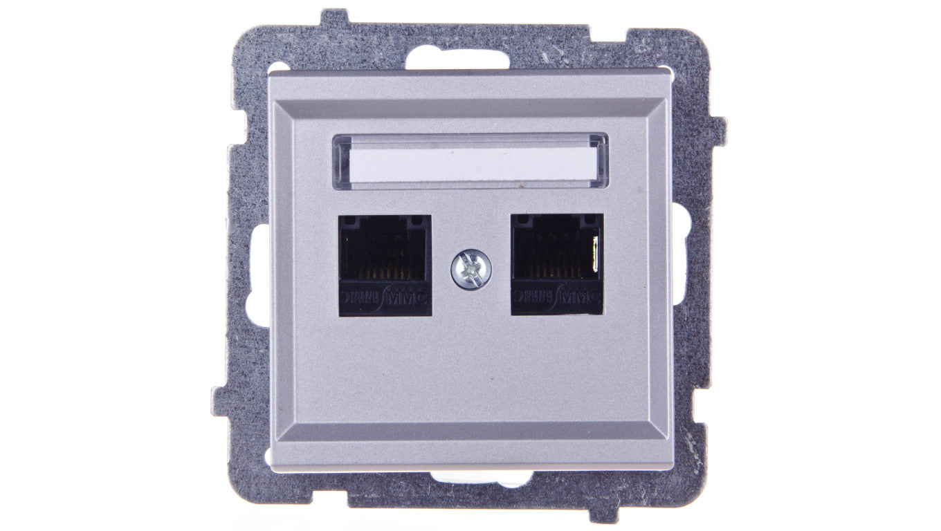 SONATA Gniazdo komputerowe podwójne 2xRJ45 kat.5e srebro mat KRONE GPK-2R/K/m/38
