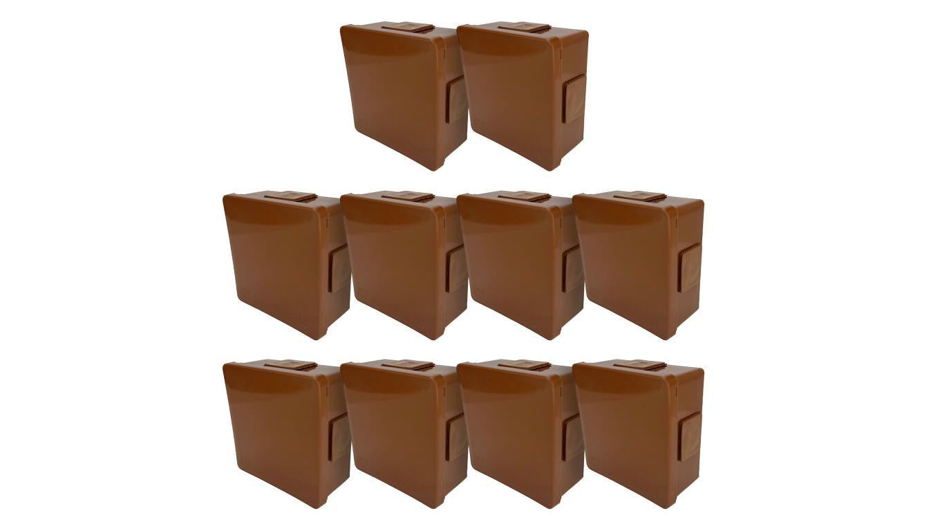 Puszka hermetyczna natynkowa 86x86x40mm 4-wlotowa, z dławikami gumowymi, IP55 zamknięcie na klik, brązowa EDO 10szt