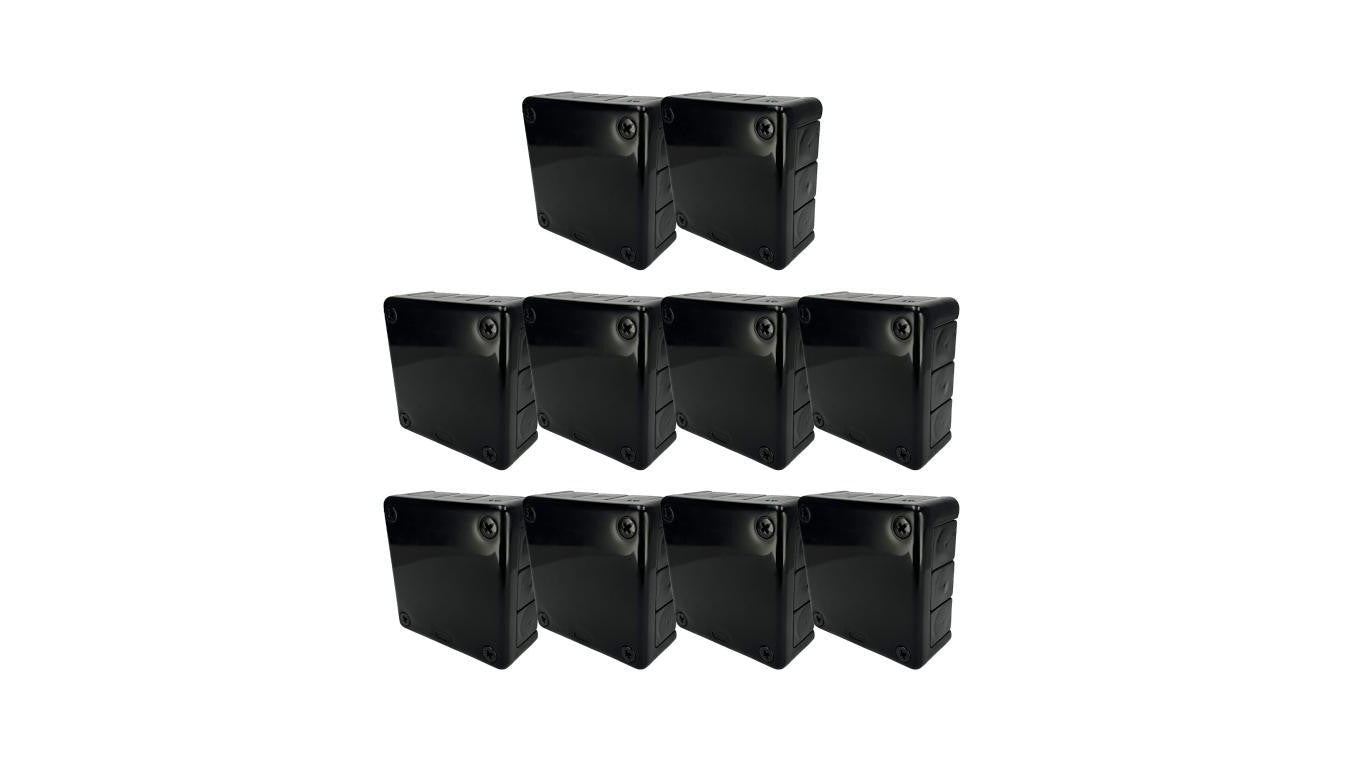 Puszka hermetyczna natynkowa 98x98x42mm 12-wlotowa, z dławikami gumowymi, IP55 zamknięcie na wkręty, czarna EDO 10szt