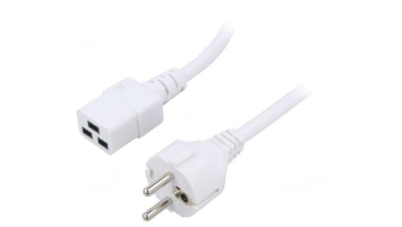 Kabel: 3x1,5mm2, CEE 7/7 (E/F) wtyk,IEC C19 żeński, 2m, 16A LT312+549 3X1.5 2.0M WHT