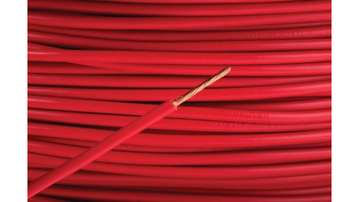 Przewód jednożyłowy linkowy, 2491X, 1 mm², 32/0,2 mm, 17 AWG, PVC, 500 V, Czerwony, dł. 100m, RS PRO