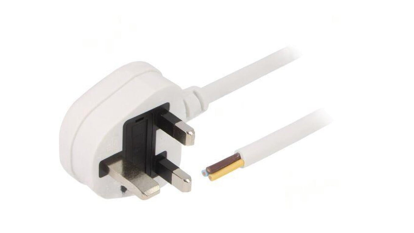 Kabel: 3x1mm2, BS 1363 (G) wtyk, 5m, 13A LT-318(13A) 3X1.0 WHT 5M END CUT