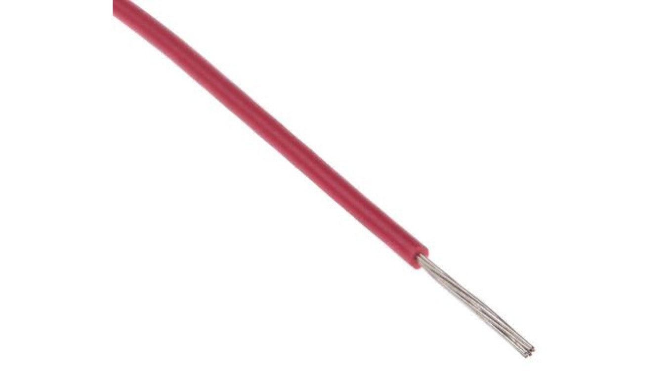 Przewód jednożyłowy linkowy, Przewód instalacyjny, 0,13 mm², 7/0,16 mm, 26 AWG, XLPVC, 150 V, Czerwony, dł. 100m, RS PRO