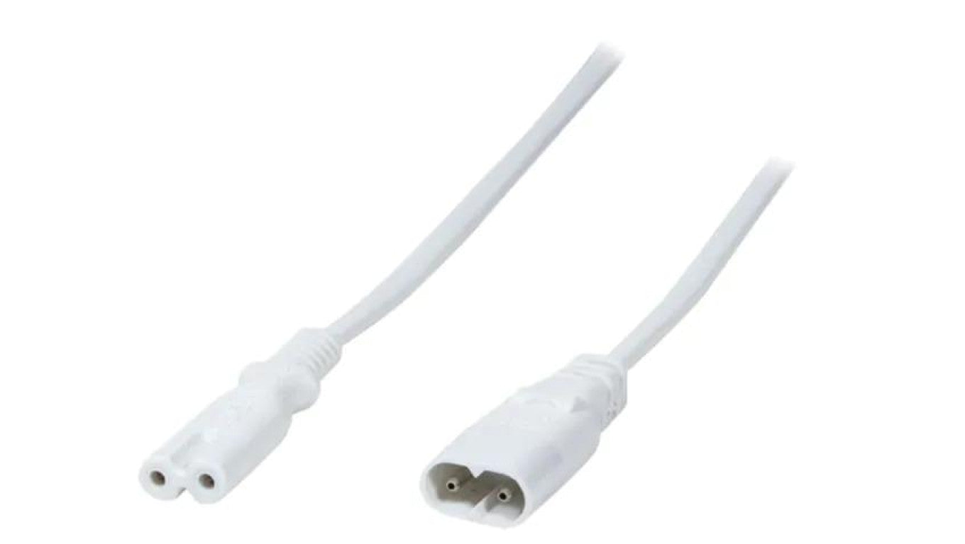 Kabel, IEC C7 żeński, IEC C8 męski, 2m, Gniazda: 1, biały CP132