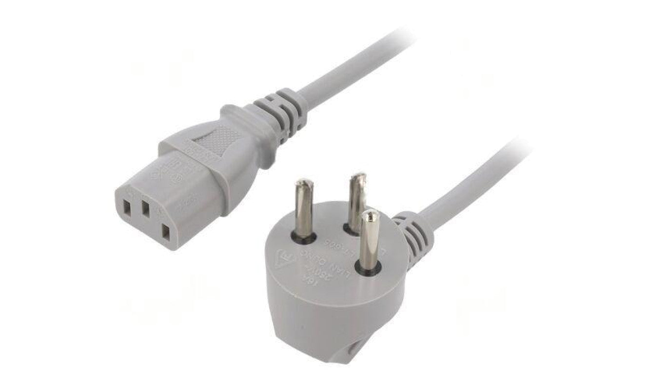 Kabel: 3x1mm2, IEC C13 żeński,IS1-16P (H) wtyk kątowy, 1,8m LT-605+501 H05VV-F 3X1.0 GRY 1.8M
