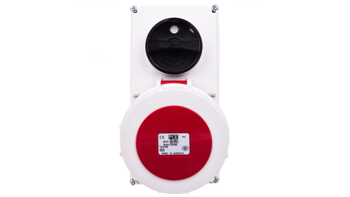Gniazdo stałe z wyłącznikiem 0-1 małe 16A 5P 400V IP67 /blokada mechaniczna/ 61152-6