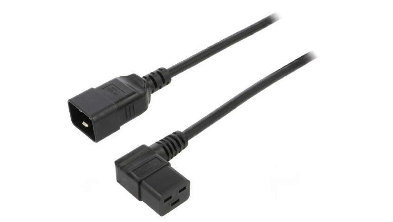 Kabel: 3x1,5mm2, IEC C19 żeński kątowy,IEC C20 męski, 1m LT-549R+550 H05VV-F 3X1.5 1M BLK