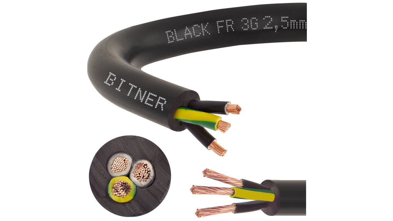 Przewód sterowniczy prądowy BiT 500 Black FR 300/500V 3x2,5 linka do ziemi Bitner /25m/