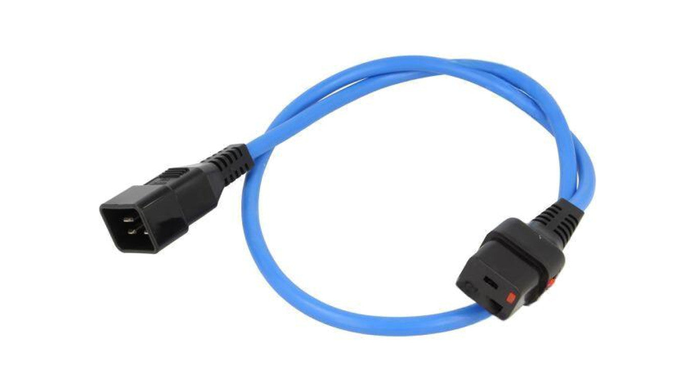 Kabel IEC C19 żeński, IEC C20 męski 1m z blokadą IEC LOCK IL19-C20-H05-3150-100-B