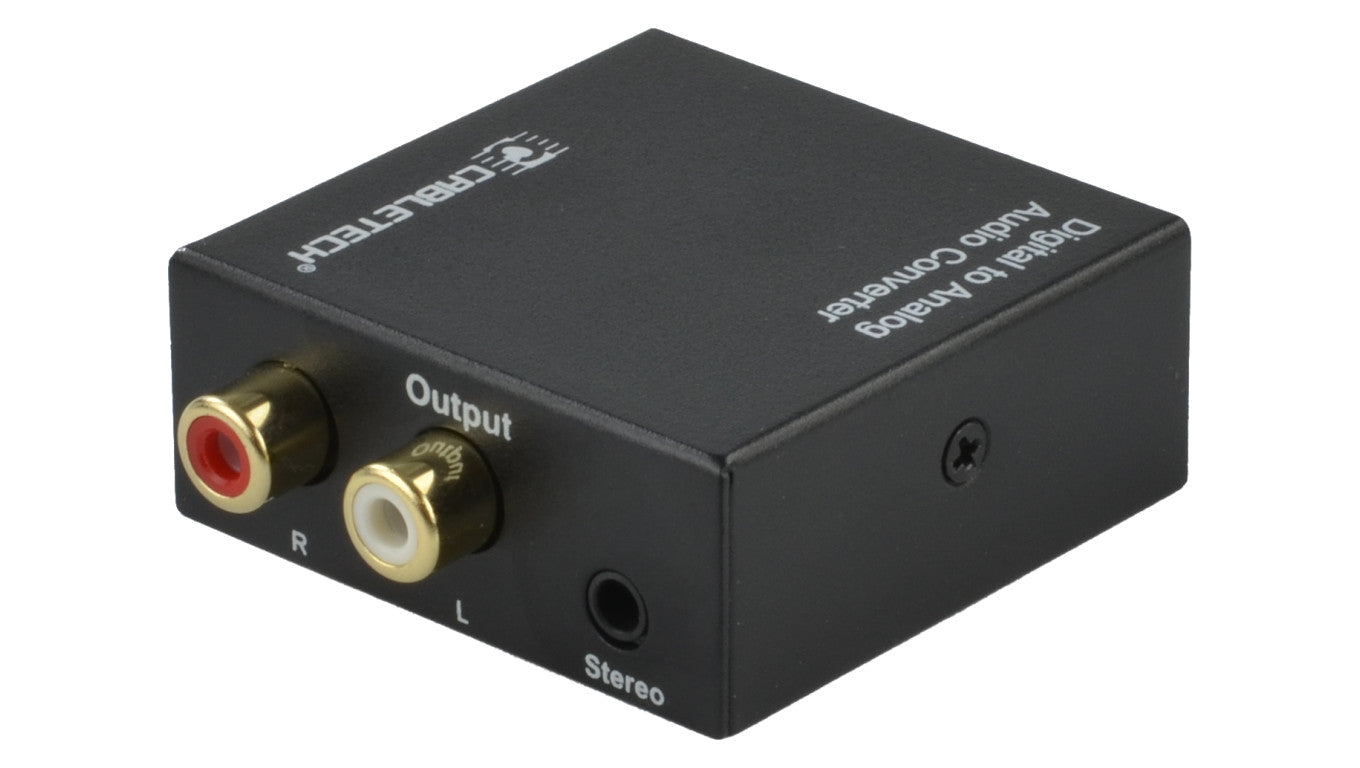 Konwerter Audio cyfrowo-analogowy RCA Cinch / TOSLINK - 2x RCA Cinch / mini Jack 3,5mm aktywny czarny
