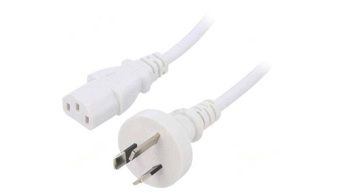 Kabel: 3x0,75mm2, AS/NZS 3112 (I) wtyk,IEC C13 żeński, 1,8m LT-423+501 H05VV-F 3X0.75 WHT 1.8M