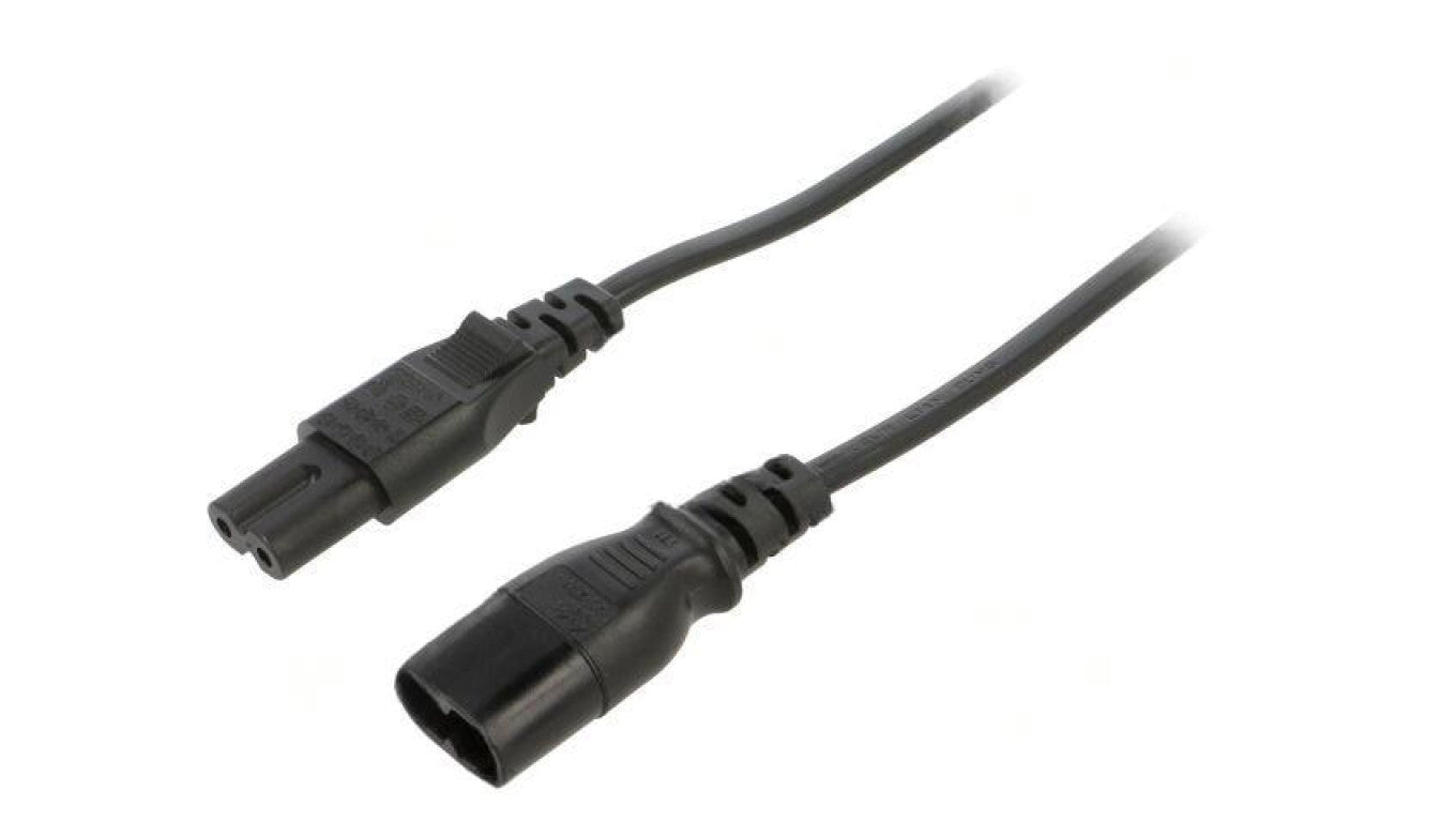 Kabel: 2x0,75mm2, IEC C7 żeński,IEC C8 męski, 1,8m LT503+538 H03VVH2-F 2X0.75 1.8M BLK