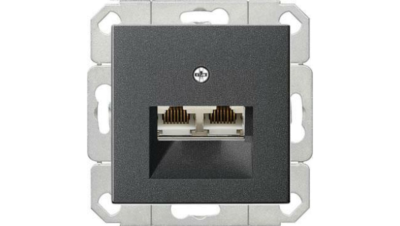 Gniazdo komputerowe podw. RJ45 cat. 6 Gira System 55 antracyt