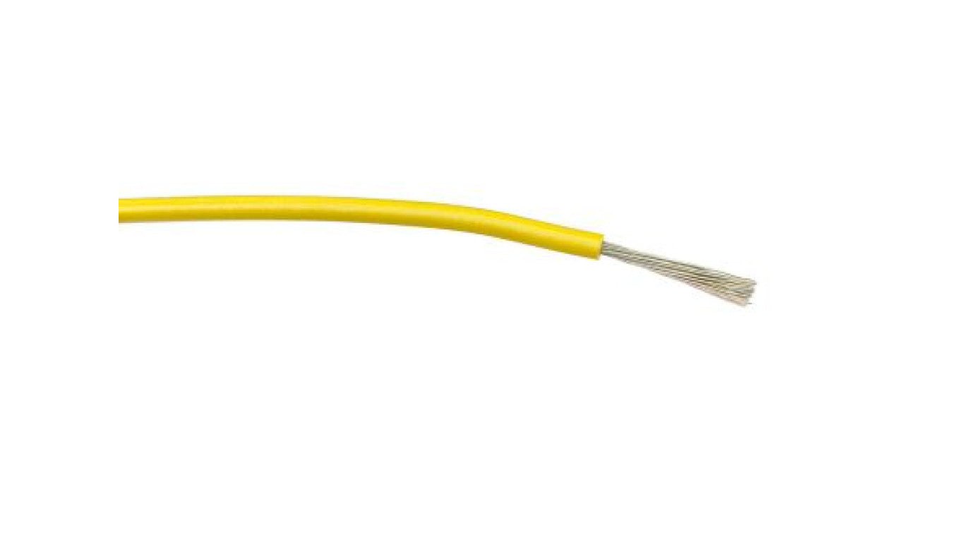 Przewód jednożyłowy linkowy, 1 mm², 32/0,2 mm, 24 AWG, PVC, 1,5 kV AC, Żółty, dł. 100m, RS PRO
