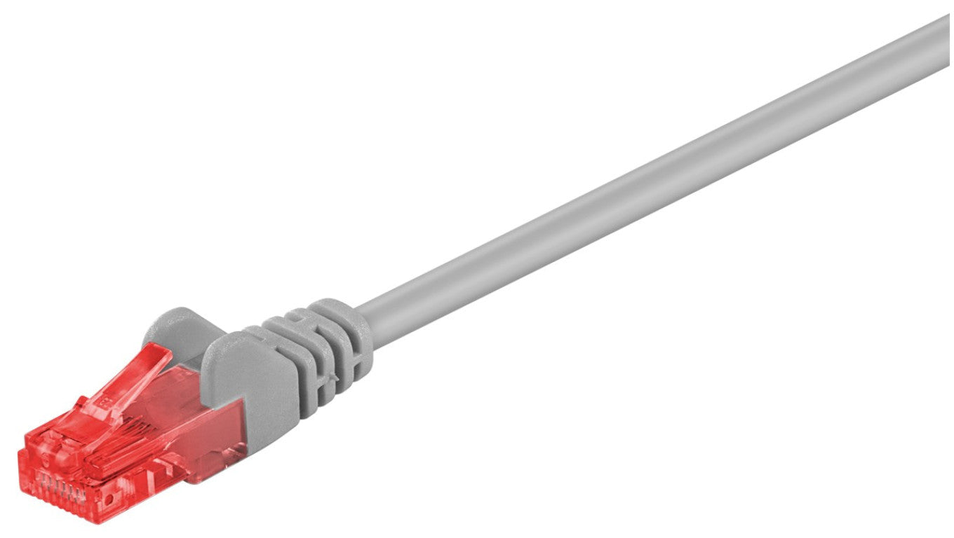CAT 6Kabel łączący, U/UTP, Szary - Długość kabla 3 m