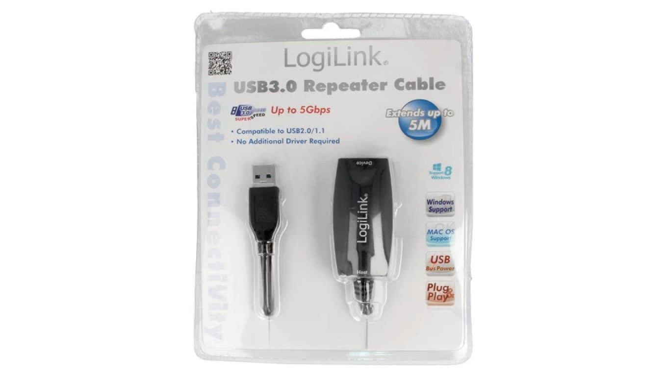Repeater USB 3.0 o długości 5m, USB A/USB A, czarny UA0127