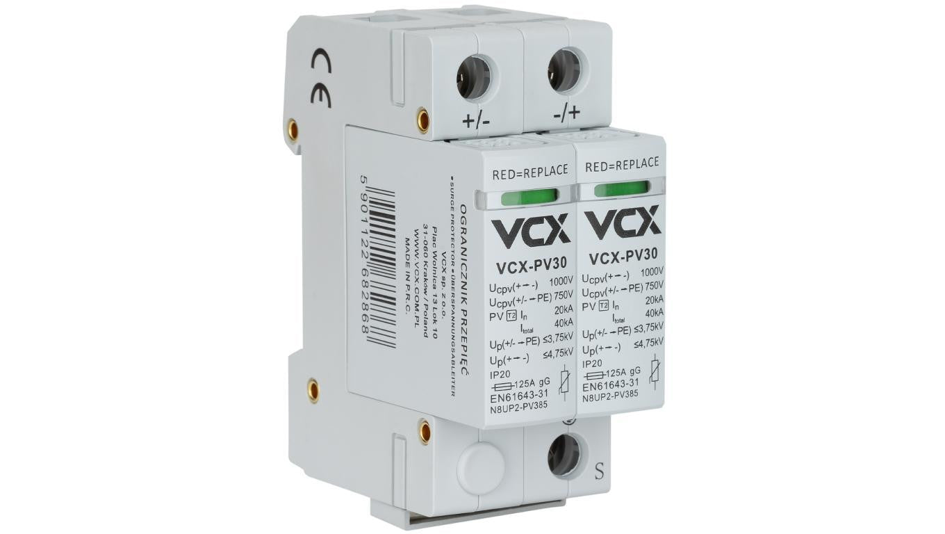 Ogranicznik przepięć SPD DC 1000V C PV30 (Typ 2) 2P 20kA/40kA fotowoltaiczny VCX