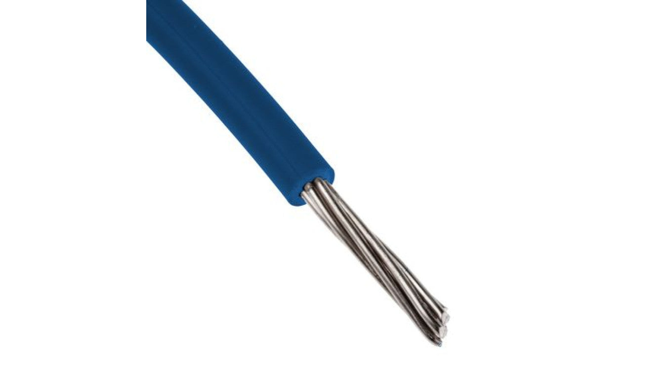 Przewód jednożyłowy linkowy, Przewód instalacyjny, 0,13 mm², 7/0,16 mm, 26 AWG, MPPE, 600 V, Niebieski, dł. 100m, RS PRO