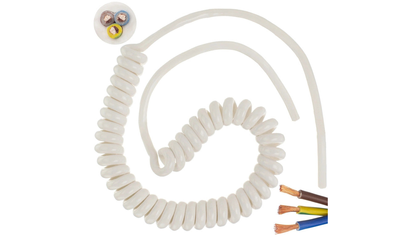 Przewód OMY spiralny H03VVH8-F 3x1,5 0,8m / 3,3m biały