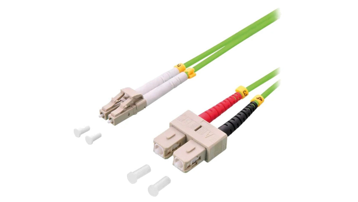 Patch cord światłowodowy OM5 LC/UPC,SC/UPC 0,5m LSZH zielony FP5LS00
