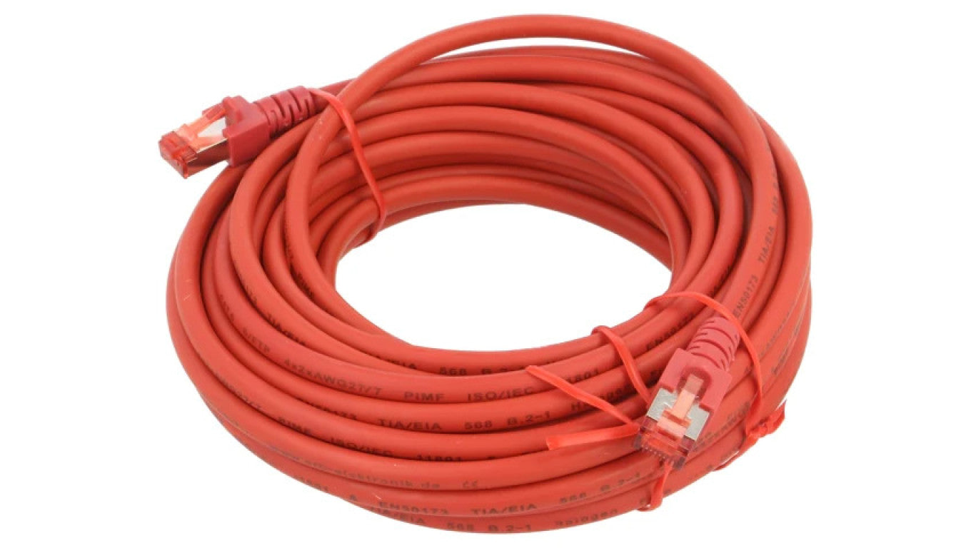 Patch cord S/FTP 6 linka Cu LSZH czerwony 10m 27AWG 802997