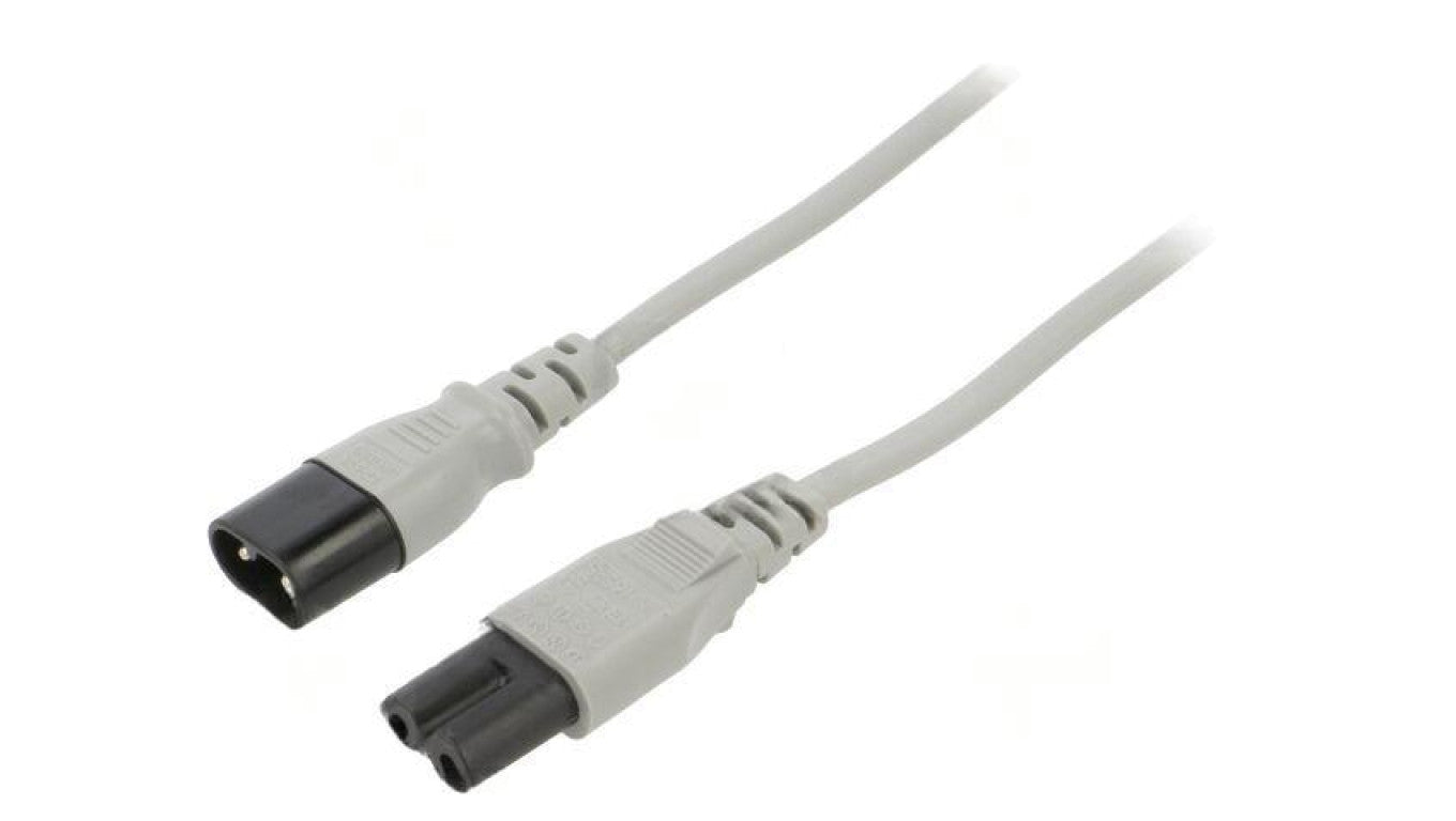 Kabel: 2x0,75mm2, IEC C7 żeński,IEC C8 męski, 3m, 2,5A LT503+538 H03VVH2-F 2X0.75 3M GRY