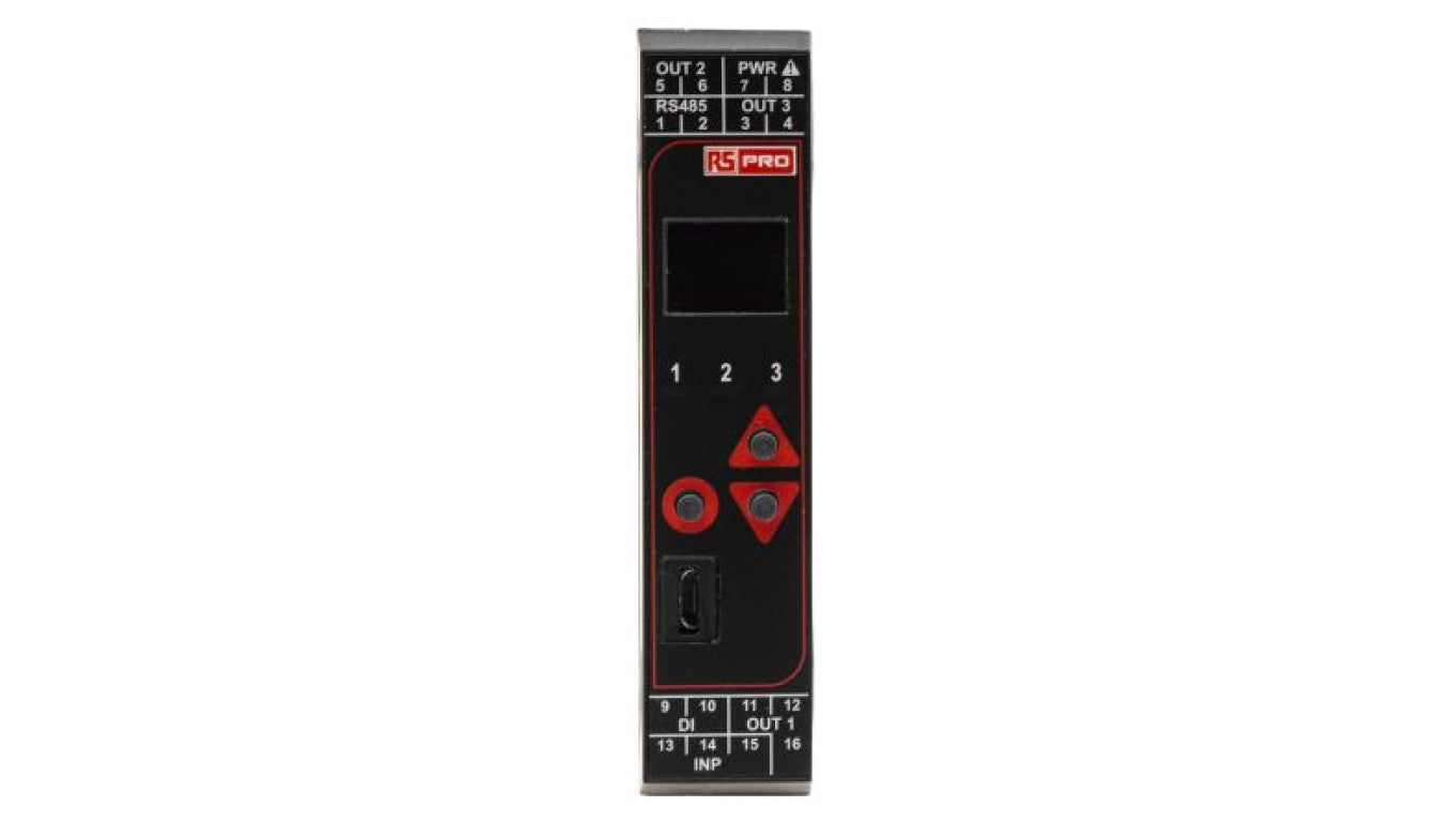 Regulator temperatury PID panelowy 3-wyjściowy, Uz 100 → 240 V AC, 22.5 x 110mm, WŁ./WYŁ., sterownik PID