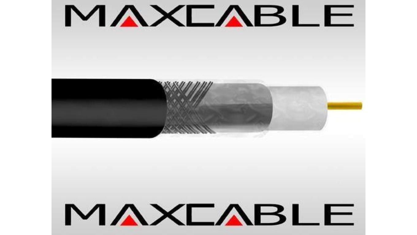 Przewód RG6U 1,02Cu żelowany UV czarny 100m MAXCAB