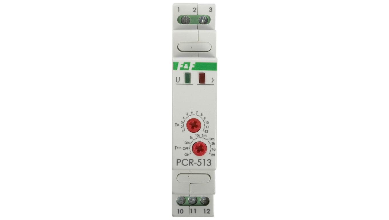 Przekaźnik czasowy 1P 10A 0,1sek-576h 230V AC opóźnione załączenie PCR-513
