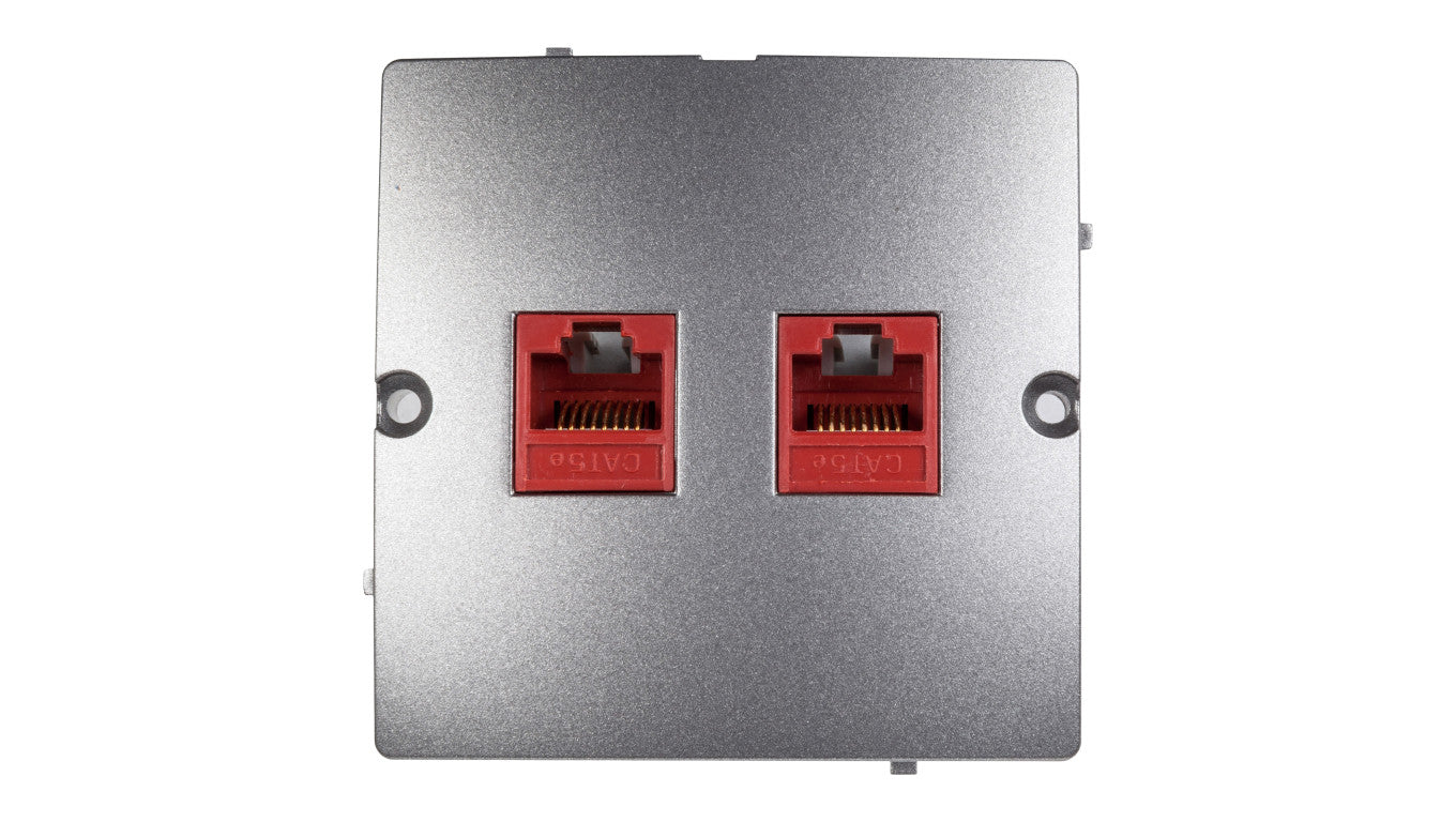 Simon Basic Gniazdo komputerowe podwójne 2xRJ45 kat.5e stal inox BMF52.02/21