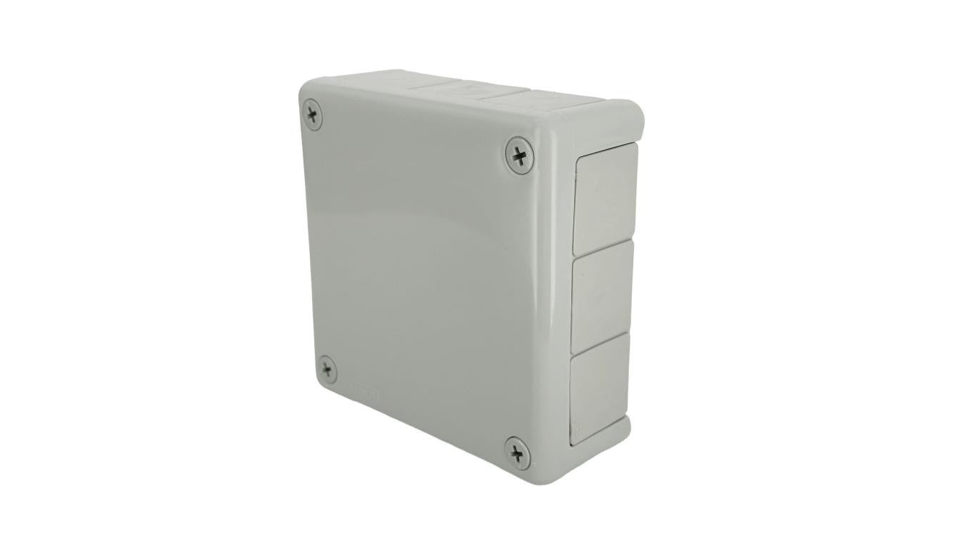 Puszka hermetyczna natynkowa 118x118x46mm 12-wlotowa, z dławikami gumowymi, IP55 zamknięcie na wkręty, szara EDO