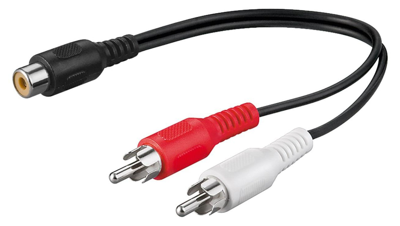 Kabel adaptera audio typu Y, wtyk cinch stereo na gniazdo cinch - Długość kabla 0.2 m