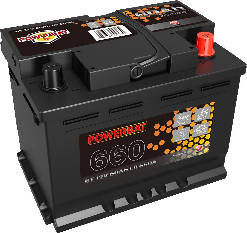 Akumulator AGM samochodowy START-STOP POWERBAT L1 12 V 50 Ah