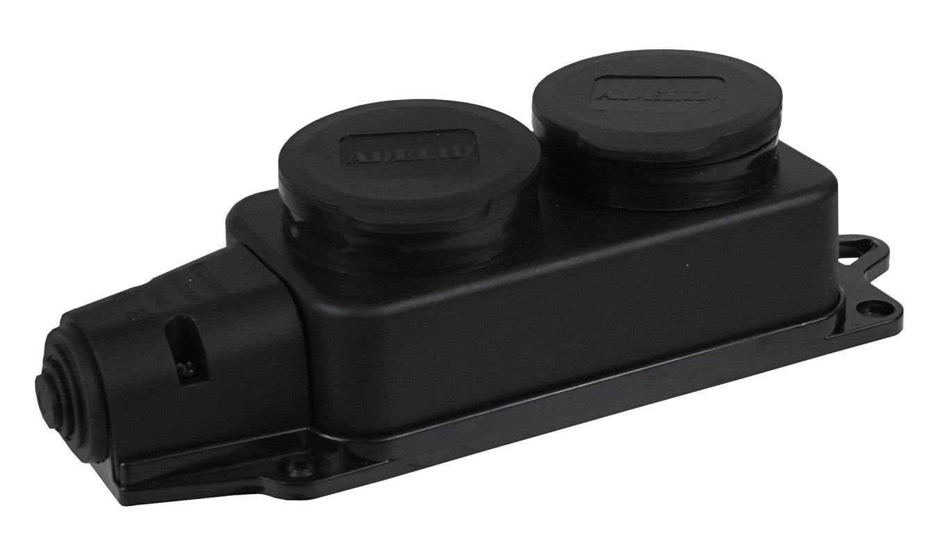 Listwa /rozgałęźnik/ do przedłużacza 2-gniazda z/u gumowe IP44 AEI602232-L