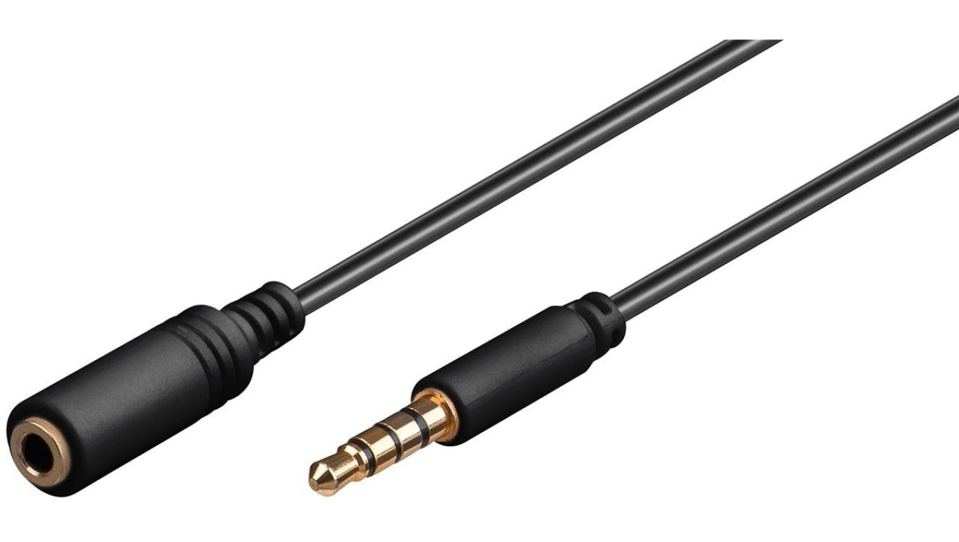 Przedłużacz do słuchawek i audio AUX, 4-pinowy 3,5 mm cienki, CU - Długość kabla 1.5 m