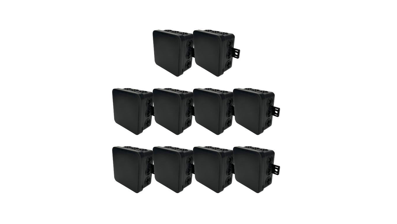 Puszka hermetyczna natynkowa elastyczna 75x75x41mm 12-wlotowa, zamknięcie na klik IP54 czarna EDO 10szt