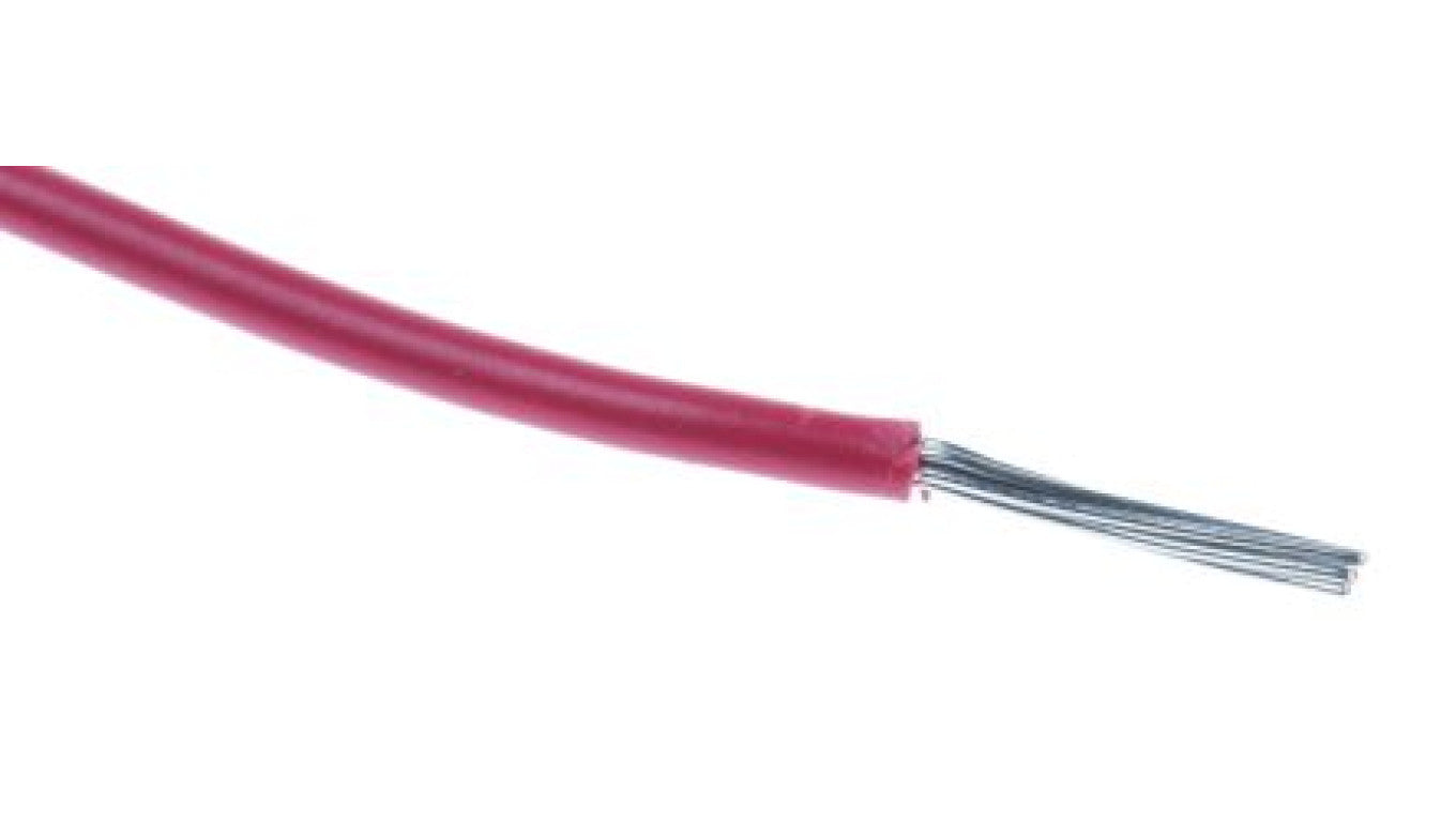 Przewód jednożyłowy linkowy, Przewód instalacyjny, 0,2 mm², 11/0,16 mm, 24 AWG, MPPE, 600 V, Czerwony, dł. 100m, RS PRO