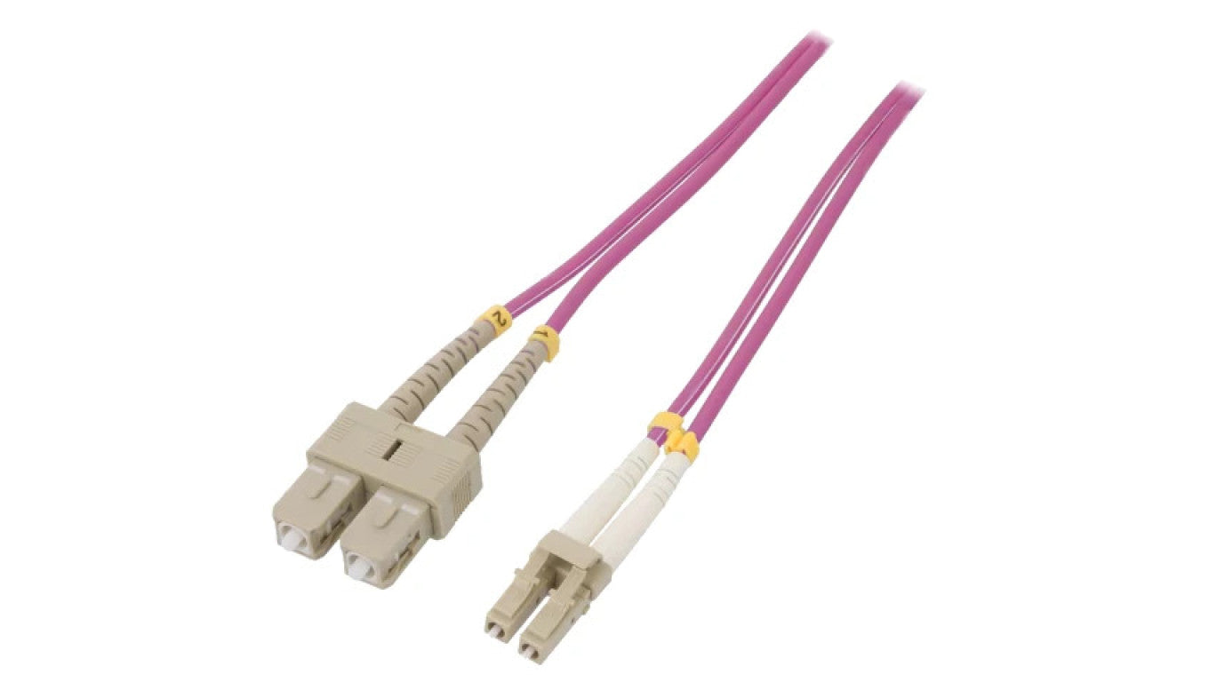 Patch cord światłowodowy OM4 LC/UPC,SC/UPC 2m LSZH różowy 54349