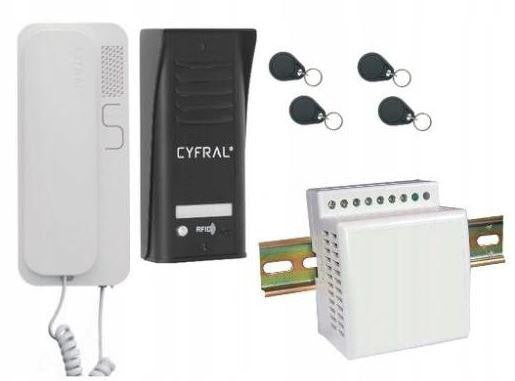 DOMOFON CYFRAL COSMO 1-LOKATORSKI CZARNY/UNIFON BIAŁY