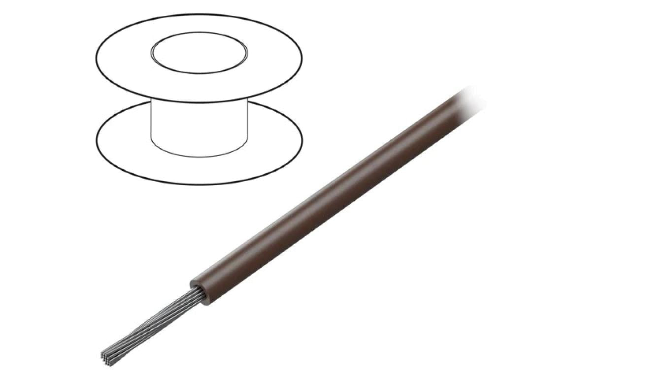 Przewód na rolce o długości 30,5m linka Cu, 150V PVC brązowy 18 AWG 7057 BR005