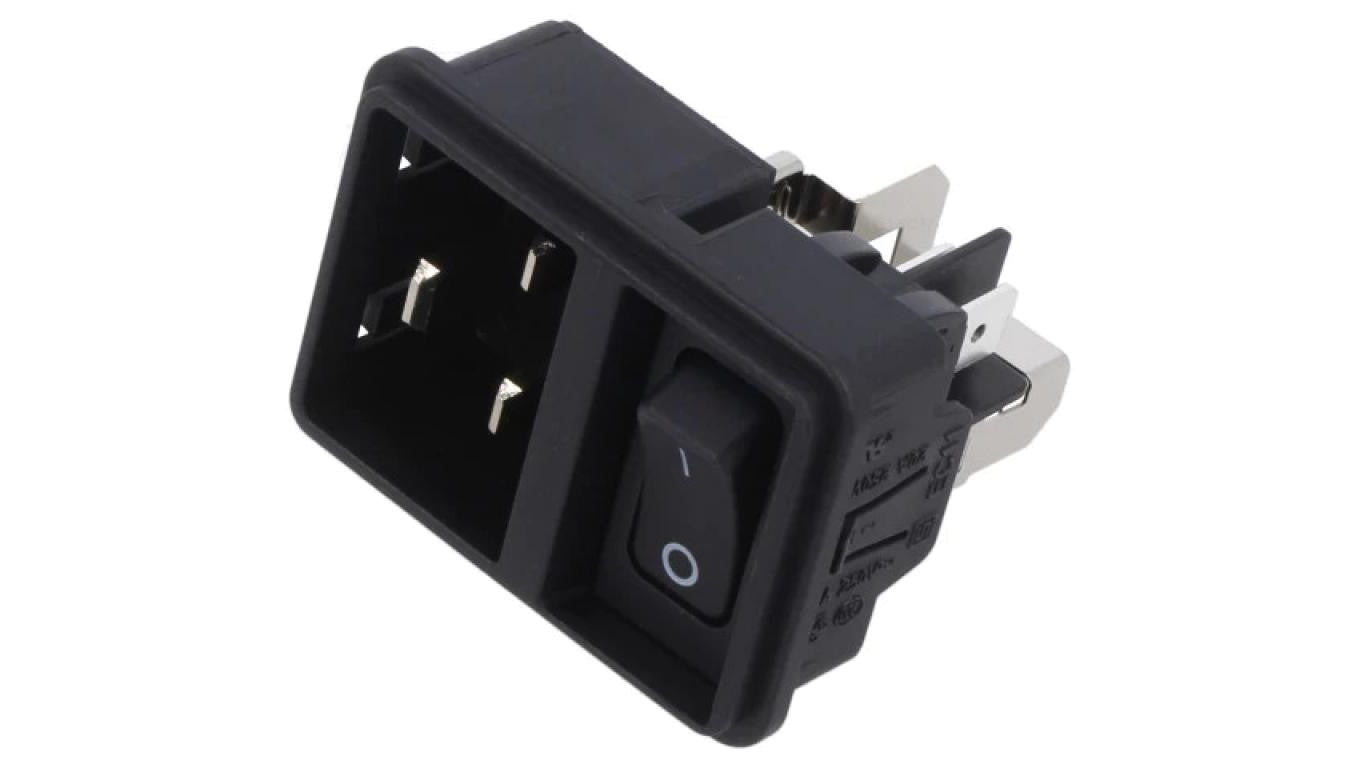 Złącze zasilające AC gniazdo męskie 16A 250VAC IEC 60320 EC11.0001.301