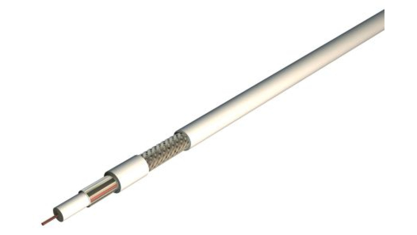 Kabel koncentryczny, 100m, 17VATCAPH1, Polichlorek winylu PVC, Biały Bez zakończenia Bez zakończenia 100m, RS PRO Bez