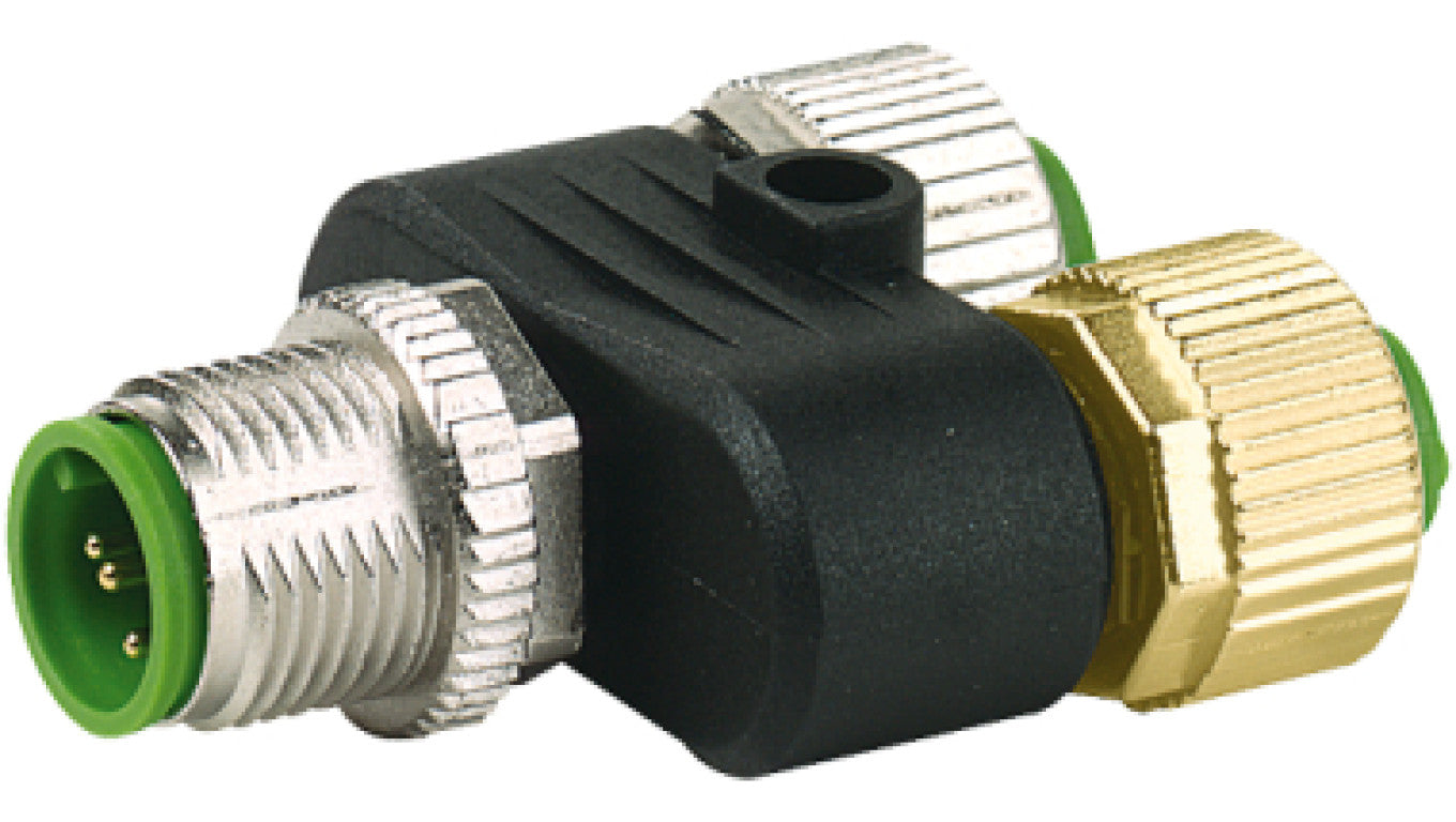 Trójnik M12 męski 5-polowy - 2xM12 żeński 4-polowy 7000-41121-0000000