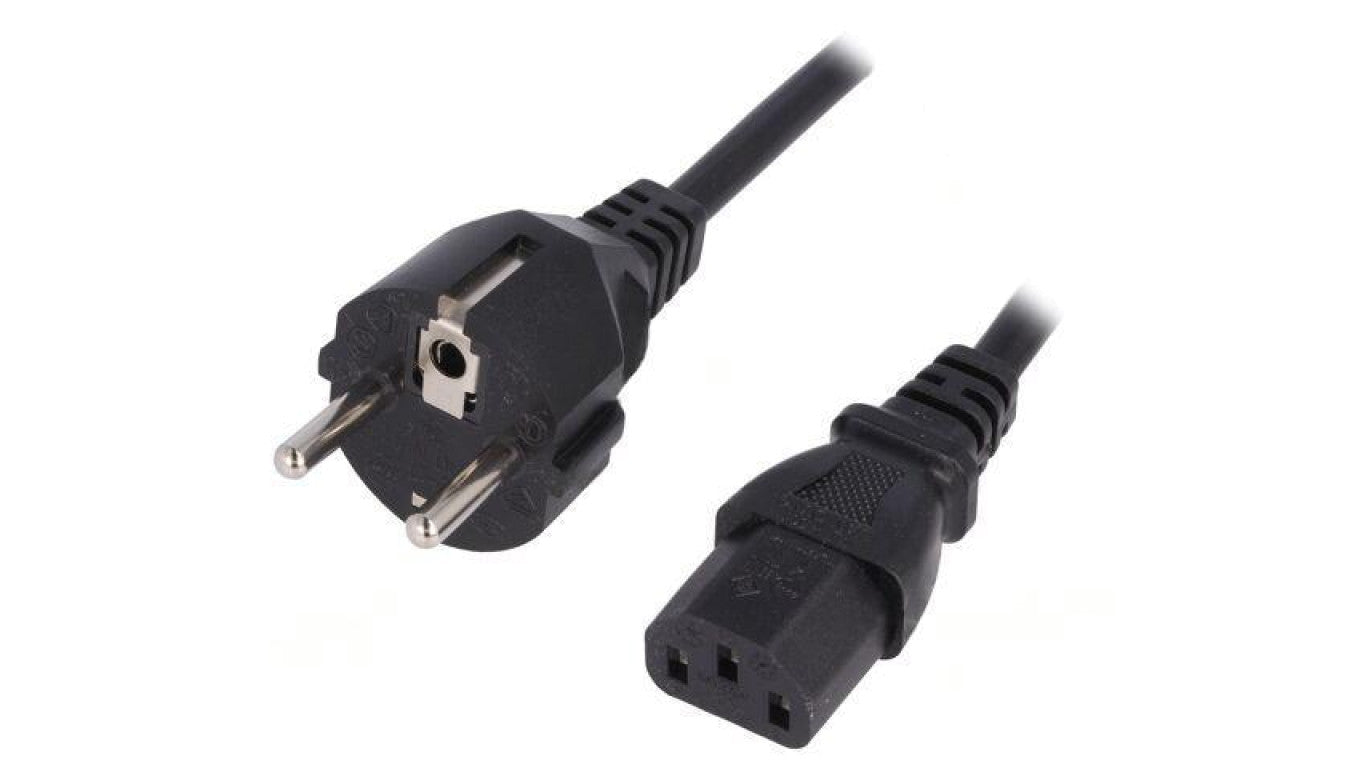 Kabel: 3x0,75mm2, CEE 7/7 (E/F) wtyk,IEC C13 żeński, 1,5m LT-312+501 H05VV-F 3X0.75 BLK 1.5M