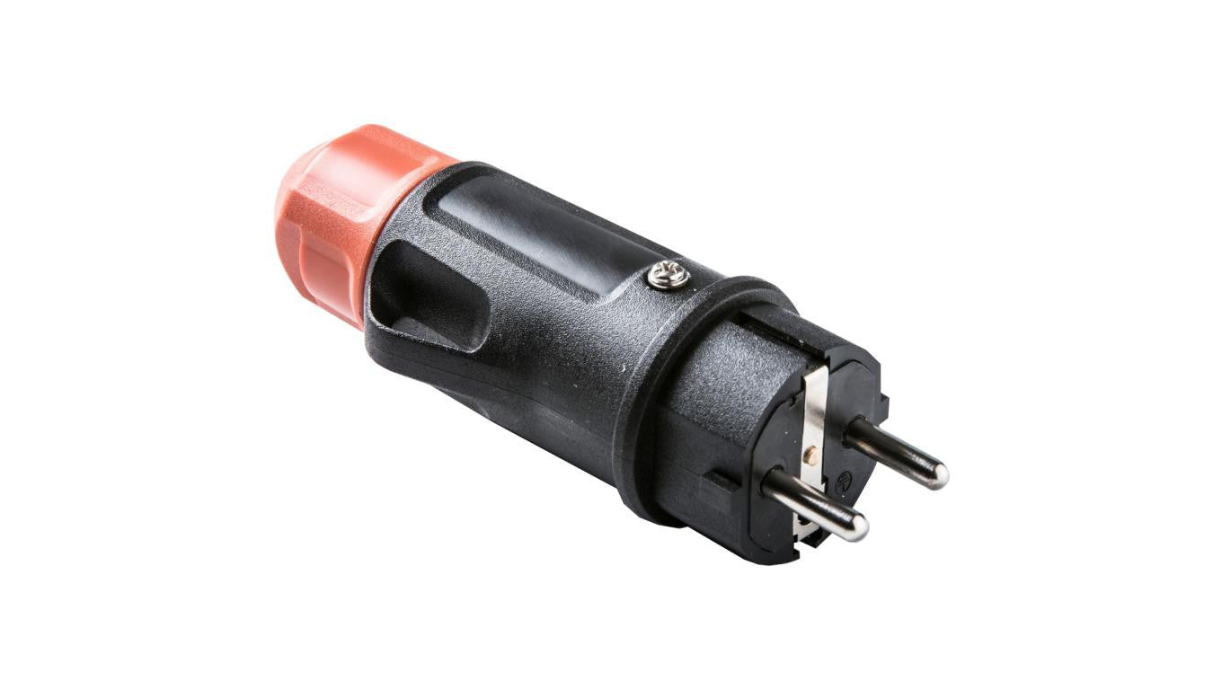 Wtyczka hermetyczna prądowa 2P+Z Uni-Schuko 230V 16A czarno-czerwona IP54 na kabel XF1165 ELEKTRO-PLAST NASIELSK