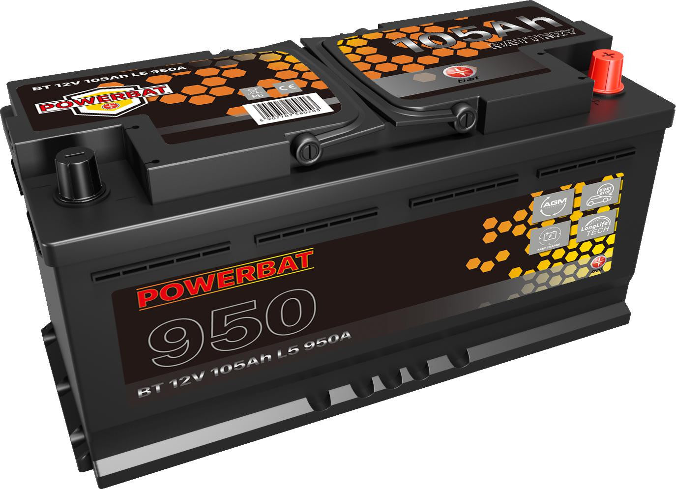 Akumulator AGM samochodowy START-STOP POWERBAT L6 12 V 105 Ah